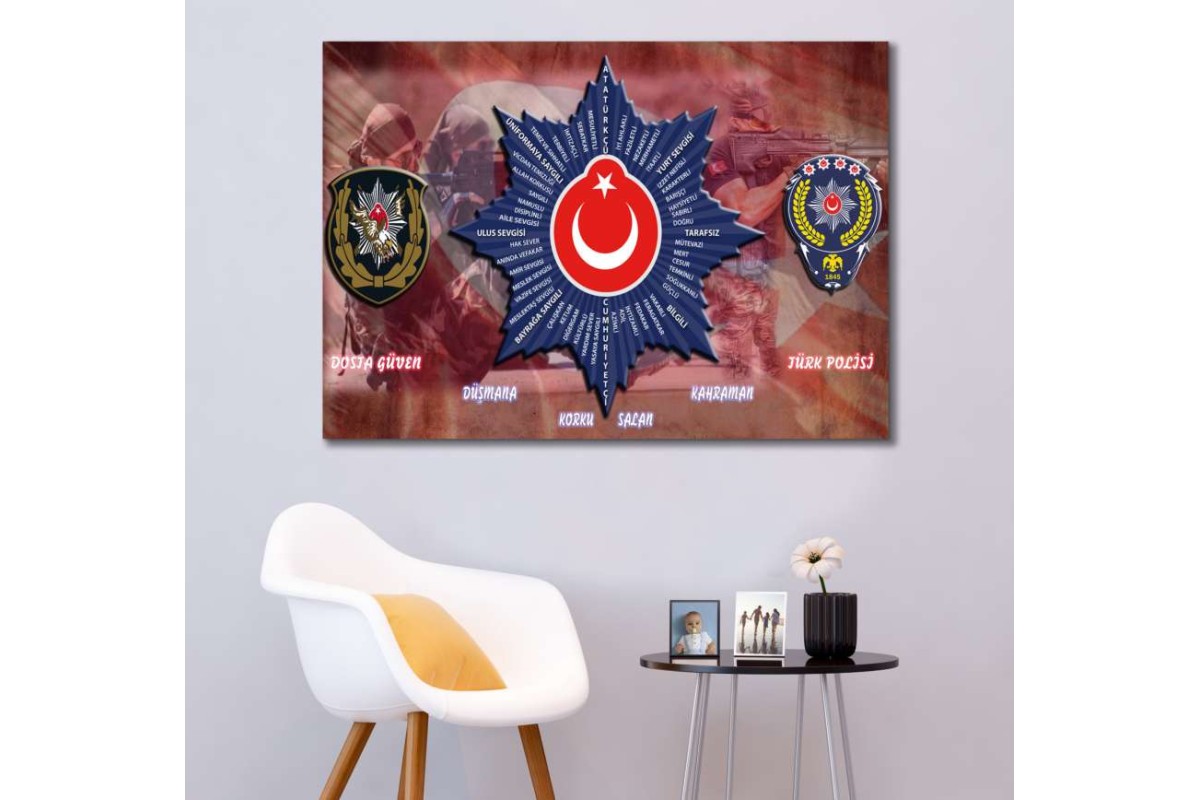 Tptsrkp1 - TÜRK POLİSİ-POLİS ÖZEL HAREKAT-PÖH-POLİS İLKELERİ TEMALI ÖZEL TASARIM KANVAS TABLO