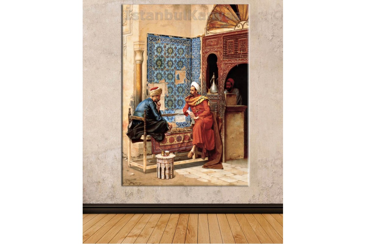 TptSrld1 - Ludwig Deutsch - The Chess Game - Satranç Oynayan Adamlar Kanvas Tablo