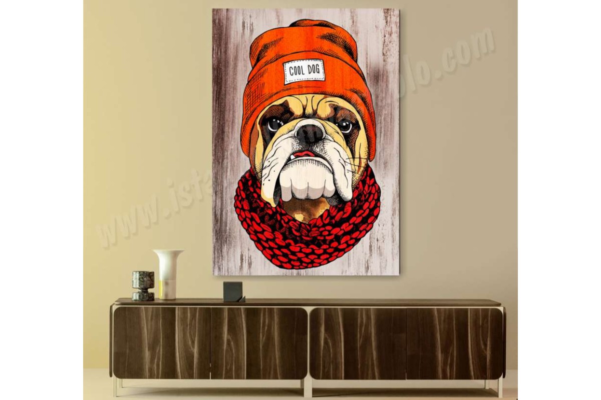 Tptsrpk1 - Bereli Bulldog Cool Köpek Kanvas Tablo