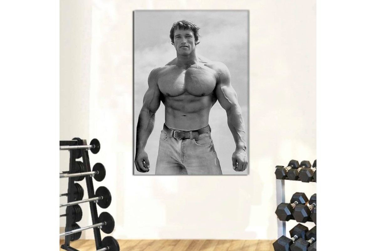 Tptsrss1 - Spor Salonu - Vücut Geliştirme - Body Building - Şampiyon Arnold Schwarzenegger Ayakta Poz Kanvas Tablo