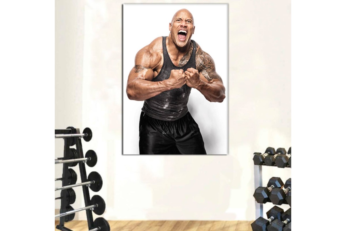 Tptsrss14 - Vücut Geliştirme Salonu, Bodybuilding, The Rock Dwayne Johnson Kanvas Tablo