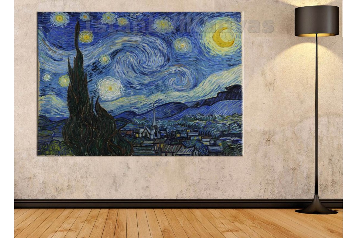 TptSrvg2 - Vincent Van Gogh - Starry Night - Yıldızlı Gece Kanvas Tablo